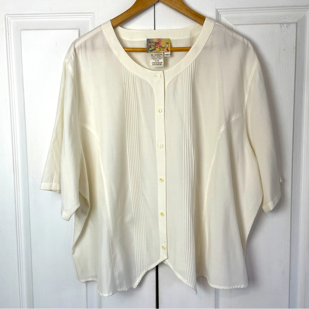 Pintucked Blouse 2X Cottagecore Romantic 90s Classic